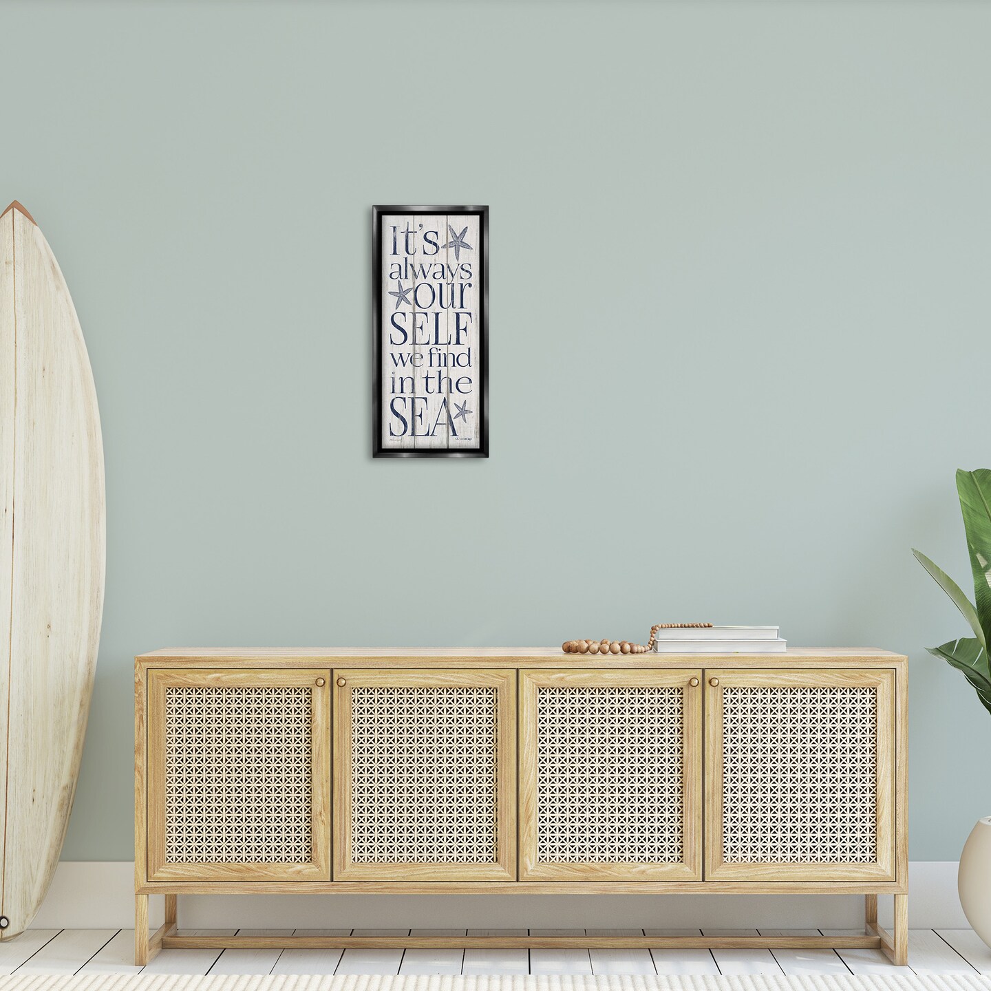 Stupell Industries Find Self In Sea Phrase Framed Floater Canvas Wall Art