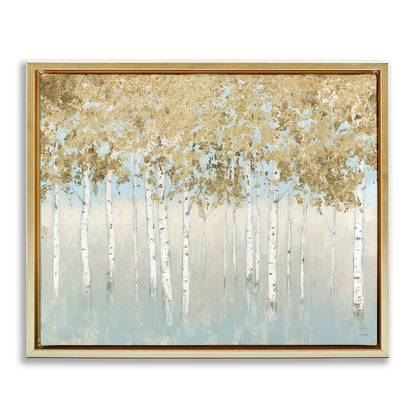 Stupell Industries Abstract Gold Tree Landscape Framed Floater Canvas Wall Art