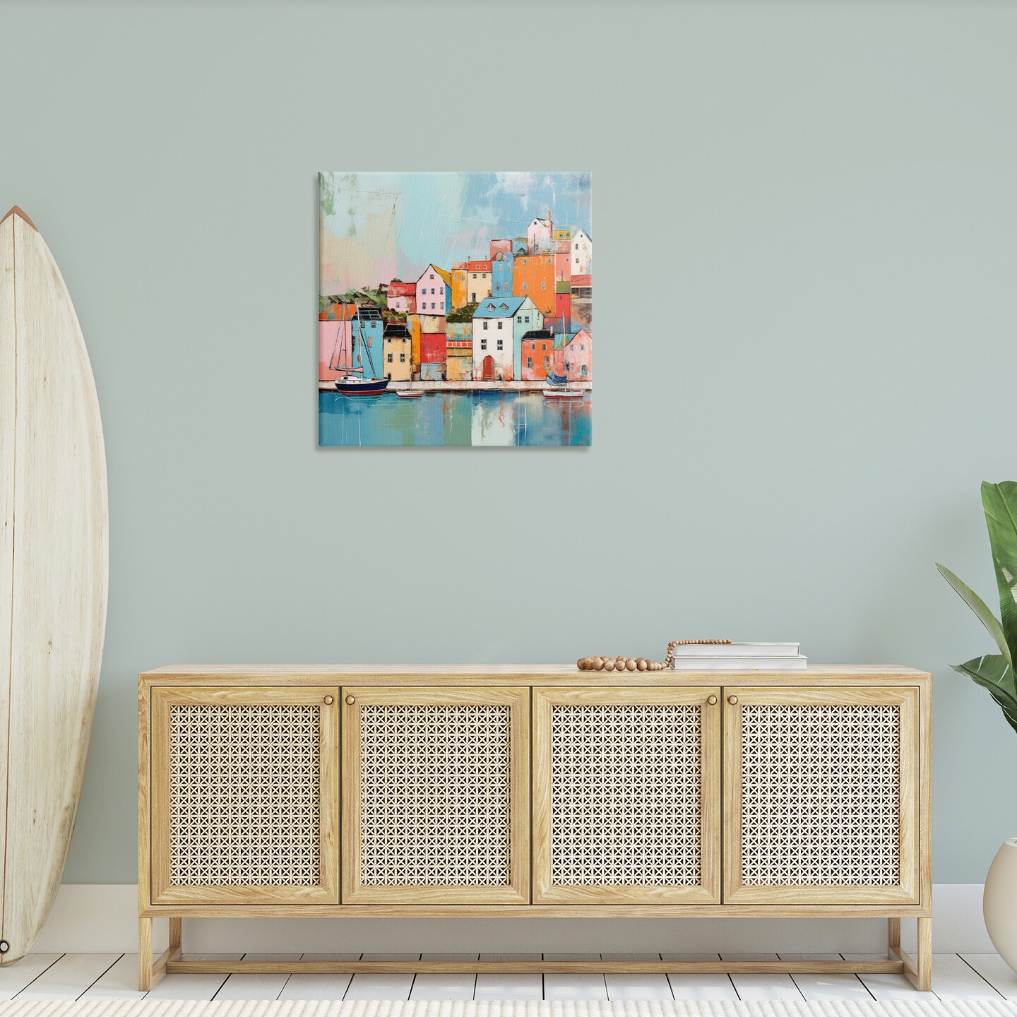 Stupell Industries Seaside Neighborhood Painting Canvas Wall Art