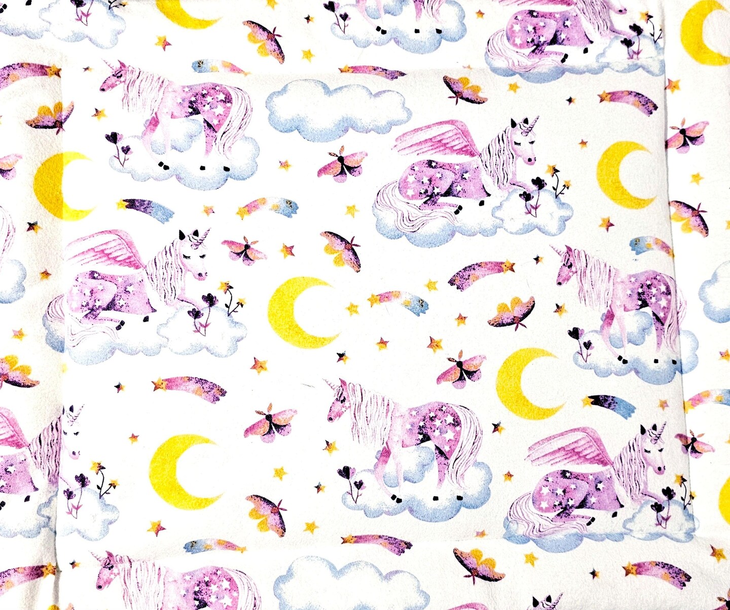 product name is Self Warming Cat Bed with Purple Unicorns, Flannel Fabric, Cozy Cat Blanket with Self Heating Material, Christmas Gift for Cat, Xmas Cat Bed
