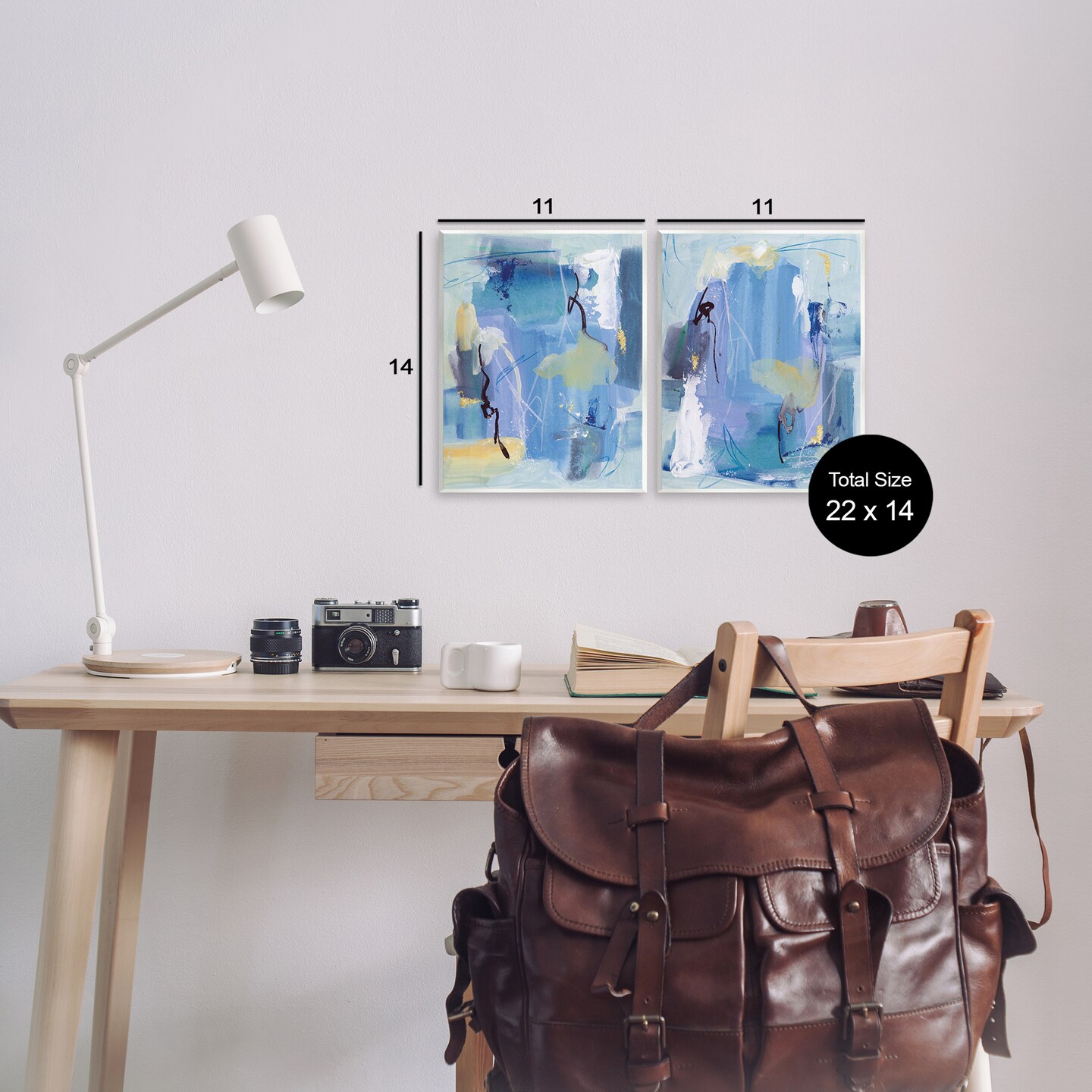 Stupell Industries Blue Abstract with Yellow 2pc Wall Plaque Art Set Design by Melissa Wang