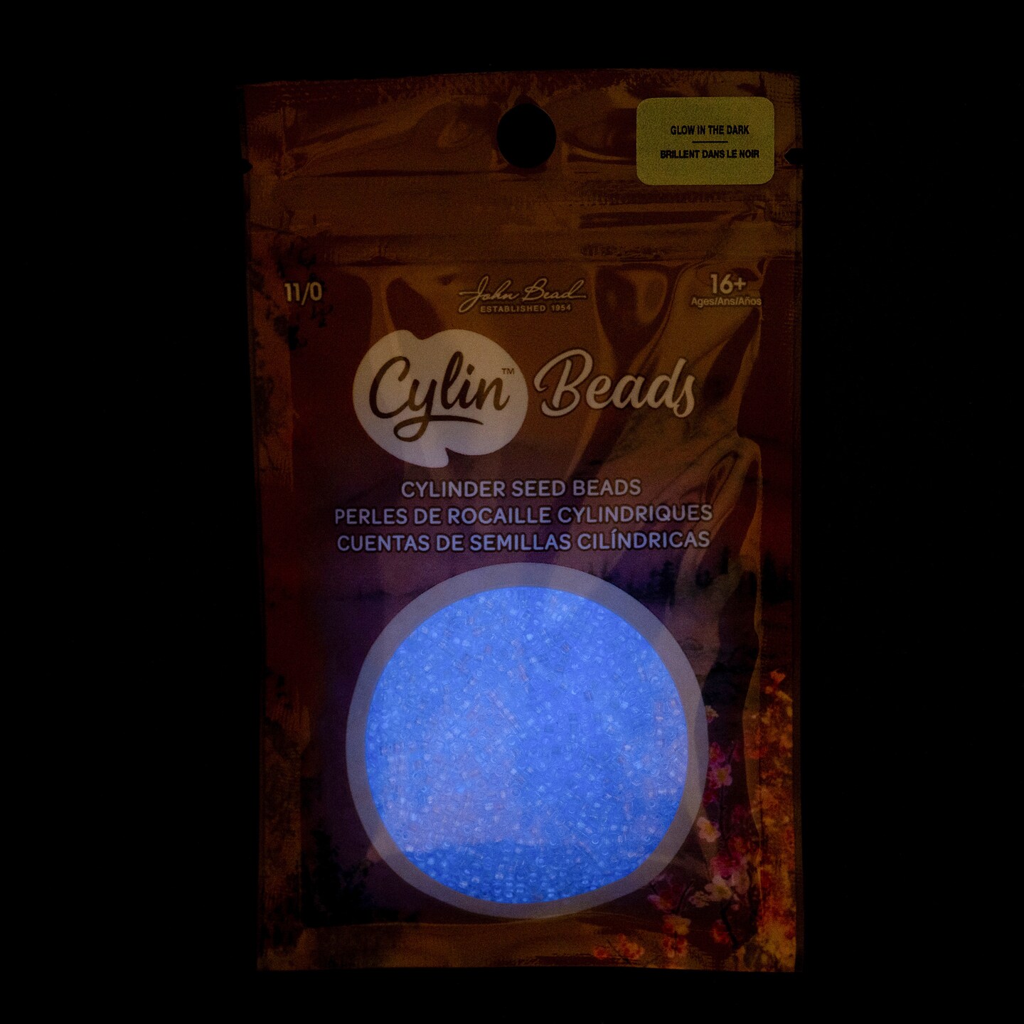 John Bead Glow in Dark Cylin Beads 11/0 Glass Cylindrical Seed Beads, 25g