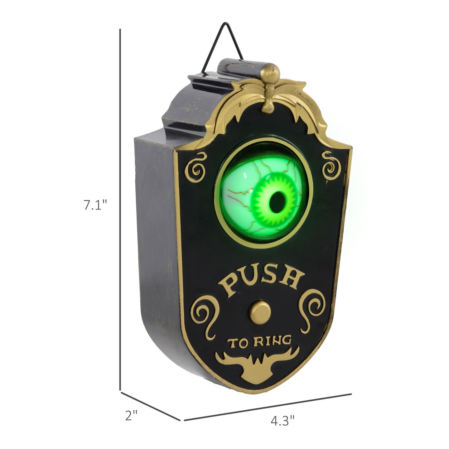7.1&#x22; Doorbell with Simulation Light-up Eyeball, Halloween Decoration Animatronic, Sound and Motion Activated for Party