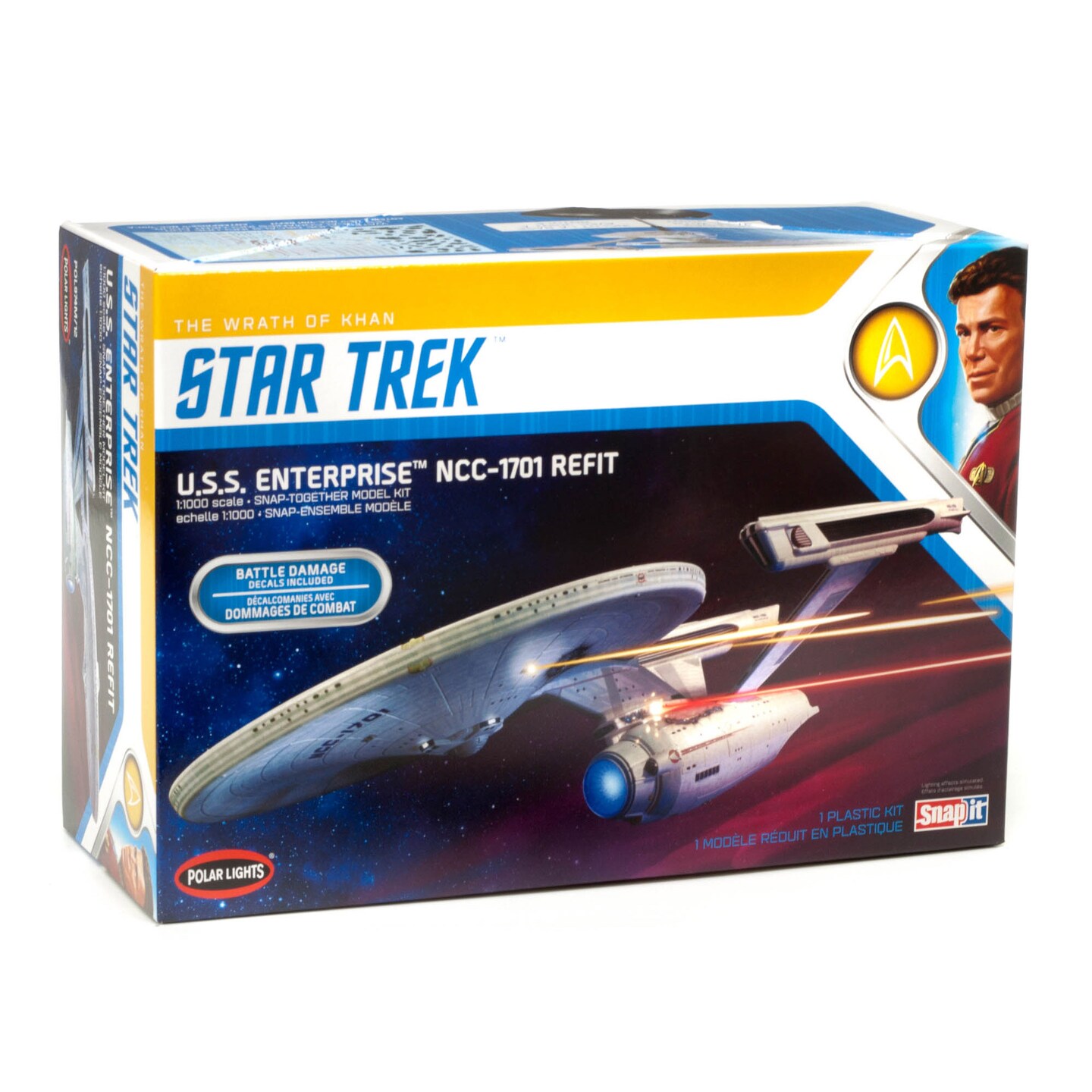 Polar Lights: Star Trek U.S.S. Enterprise Refit: Wrath of Khan Edition - 1:1000 Scale Model Kit - Snap Assembly, 40 Parts, 12" Replica Space Ship