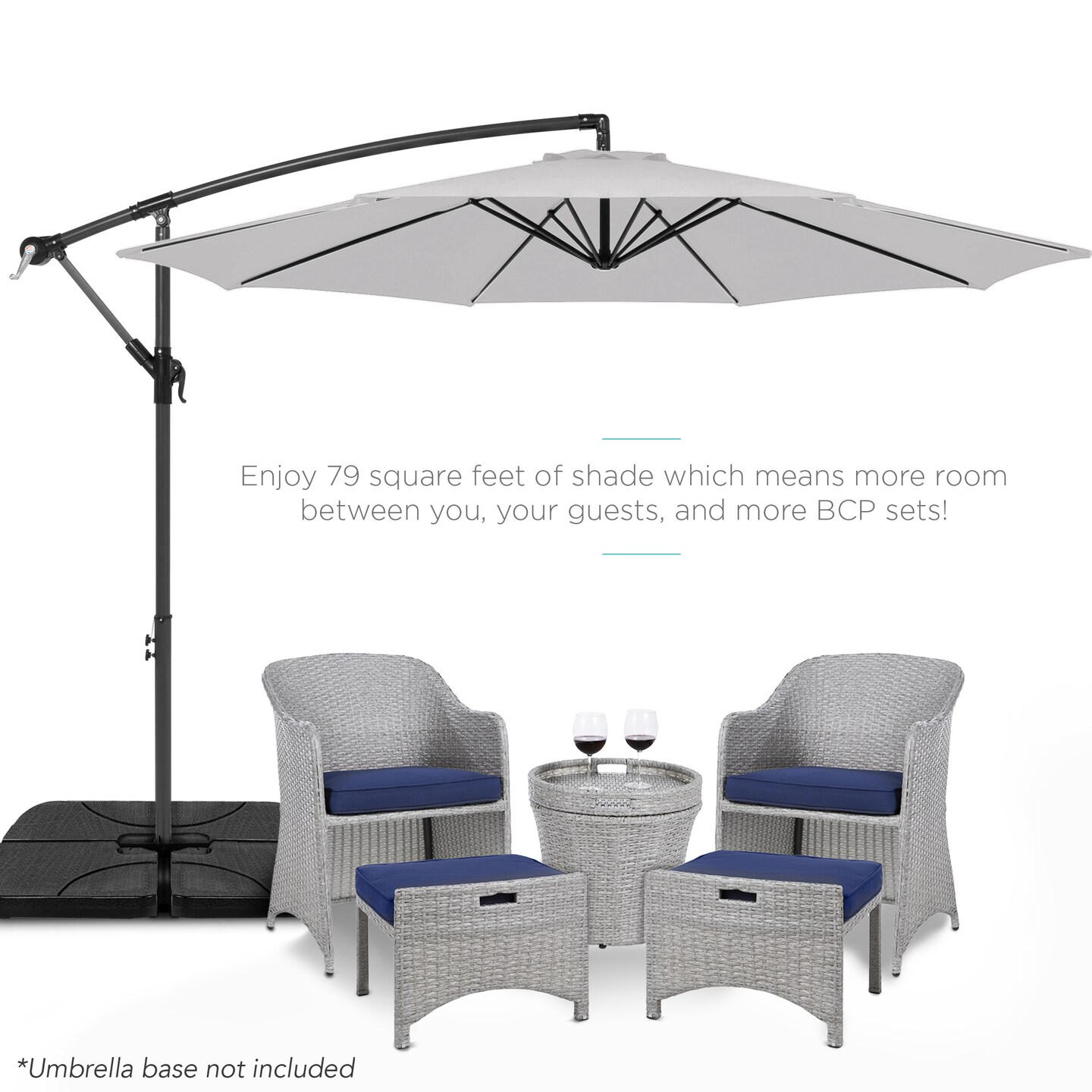 Best Choice Products 10ft Offset Hanging Outdoor Market Patio Umbrella w/ Easy Tilt Adjustment