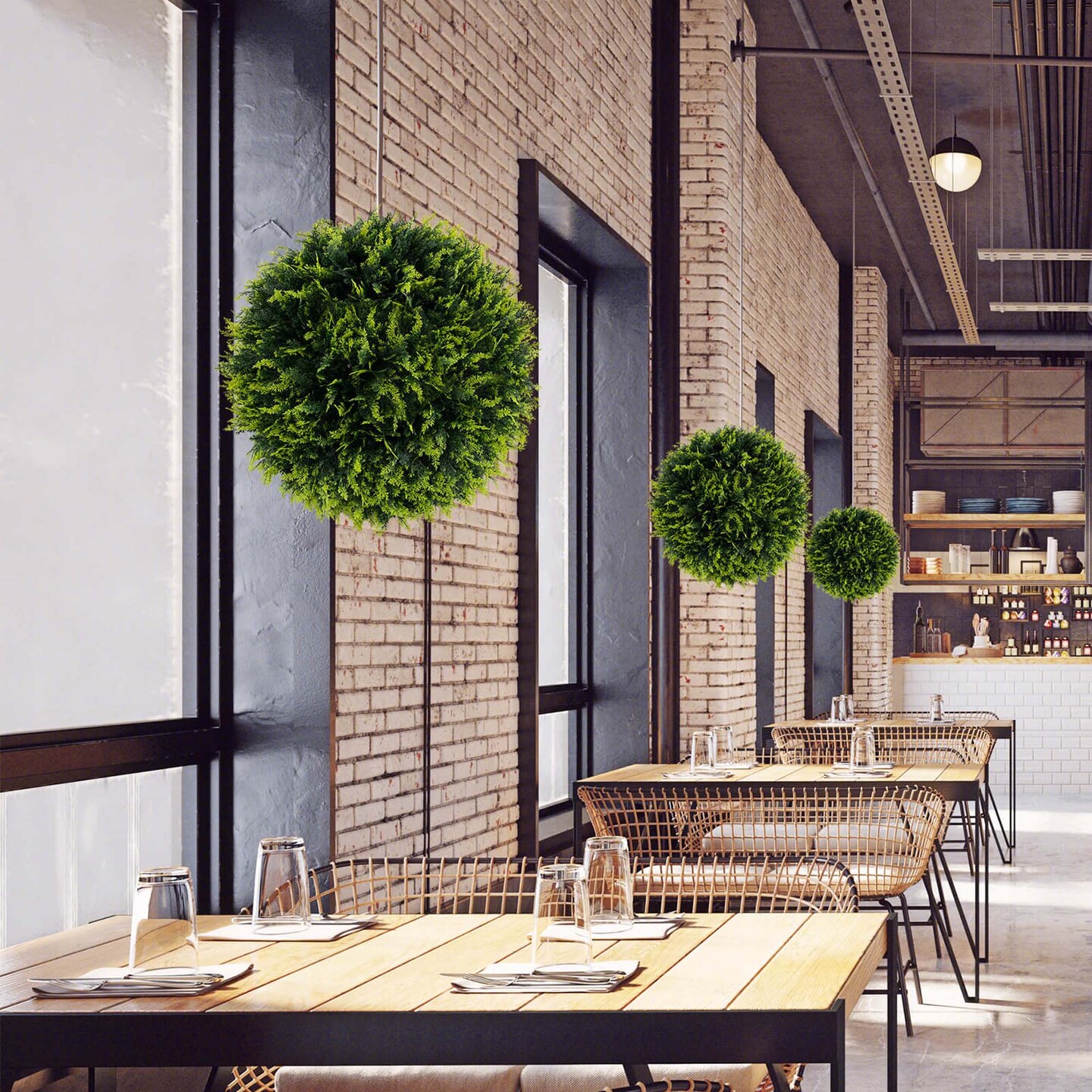 Costway 2 PCS 18&#x22;/20&#x22; Artificial Cedar Topiary Balls Sun-protective Round Greenery Bushes