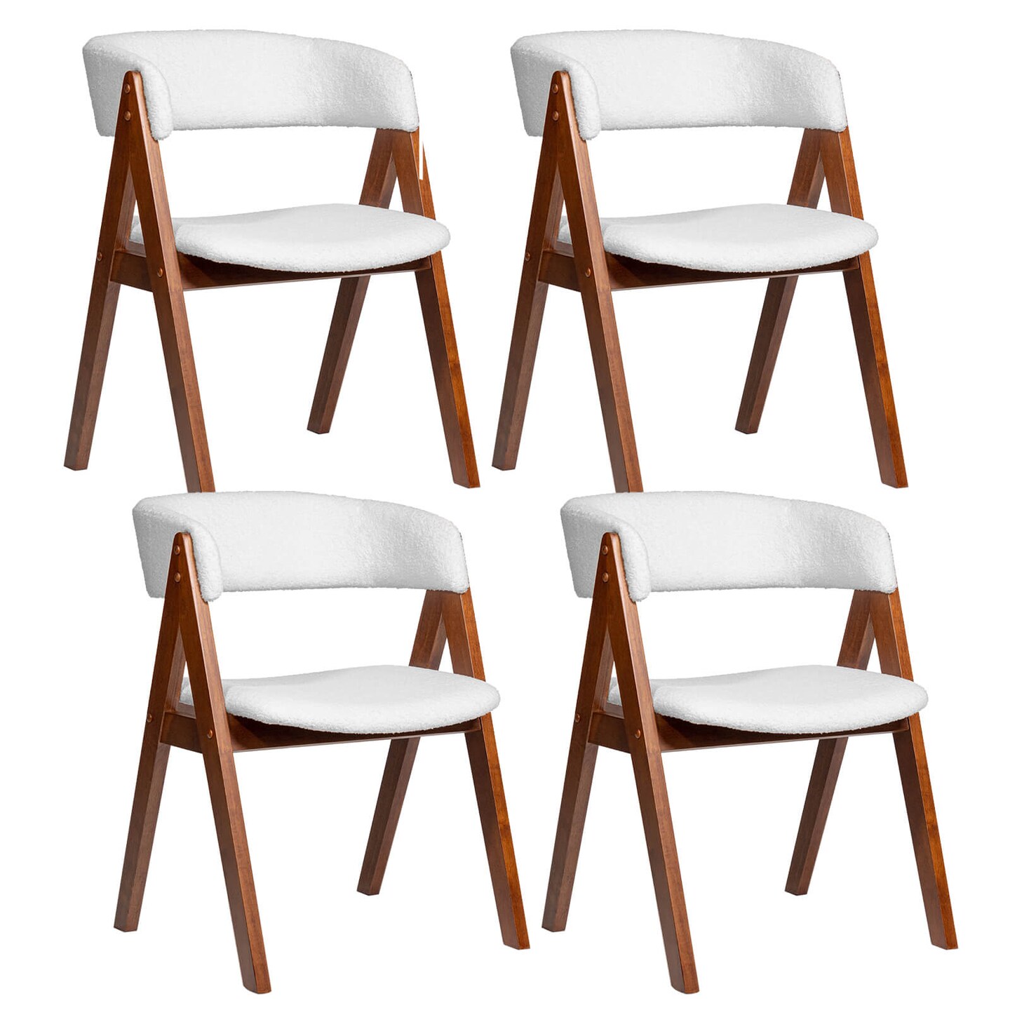 Costway Dining Chairs Set of 2/4 Mid-Century Upholstered Kitchen Armchairs with Padded Seat Black/Brown