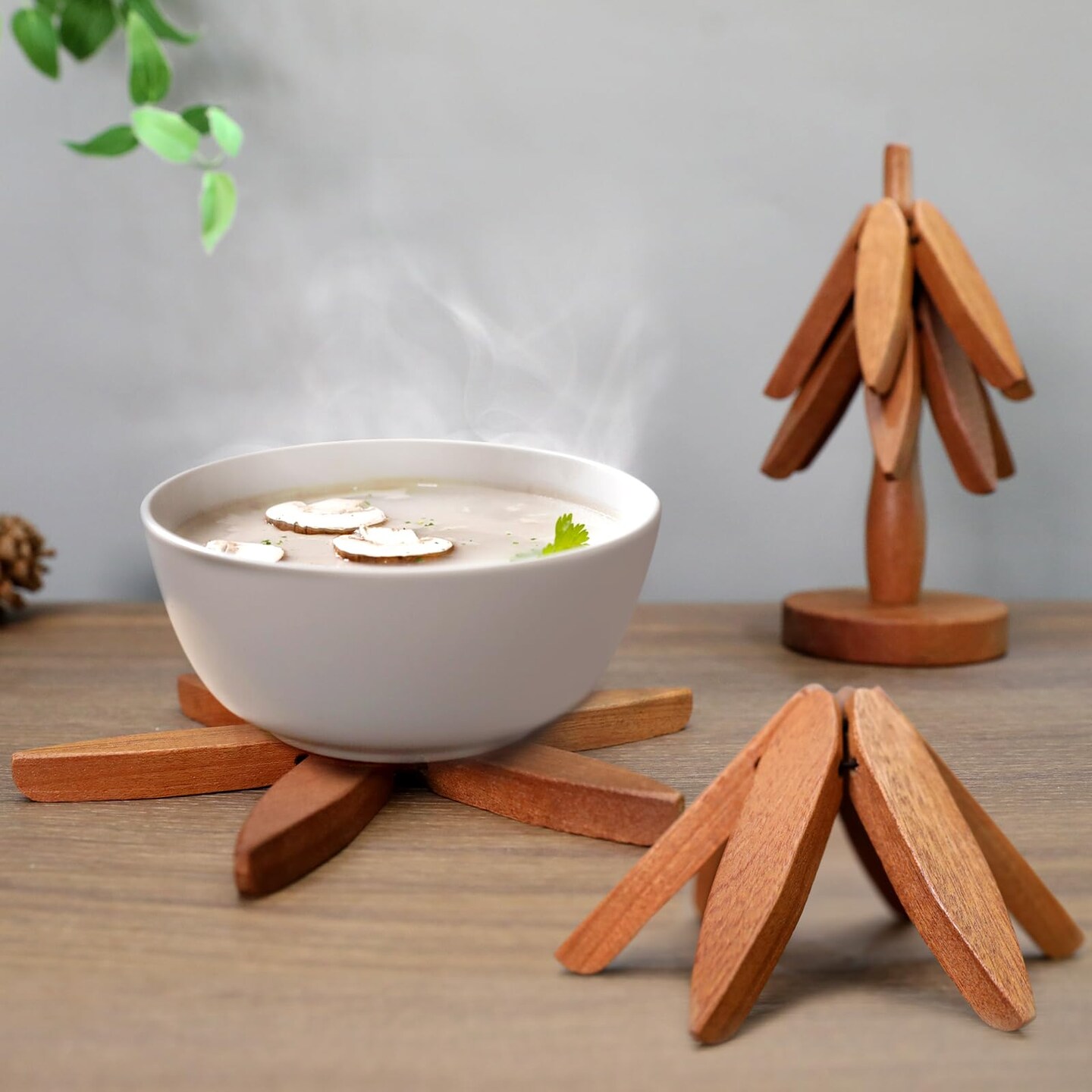 Wooden Trivets for Hot Dishes,Natural Foldable Kitchen Wooden Trivets for Hot Dishes - Tree Shape Trivet Set for Kitchen Counter Table Home Essentials