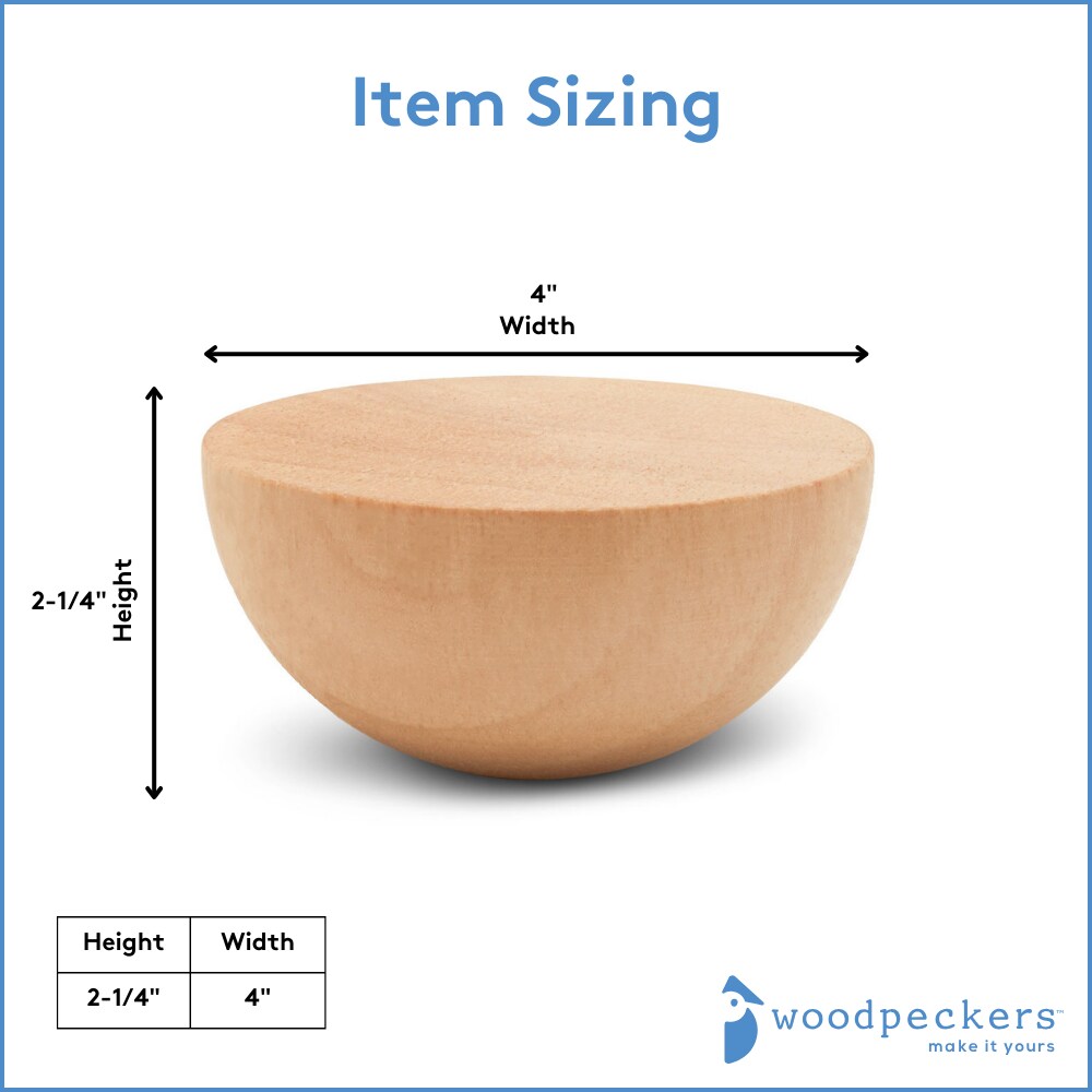 Wooden Split Balls, Multiple Sizes, Half Balls for Crafting and DIY Décor |Woodpeckers
