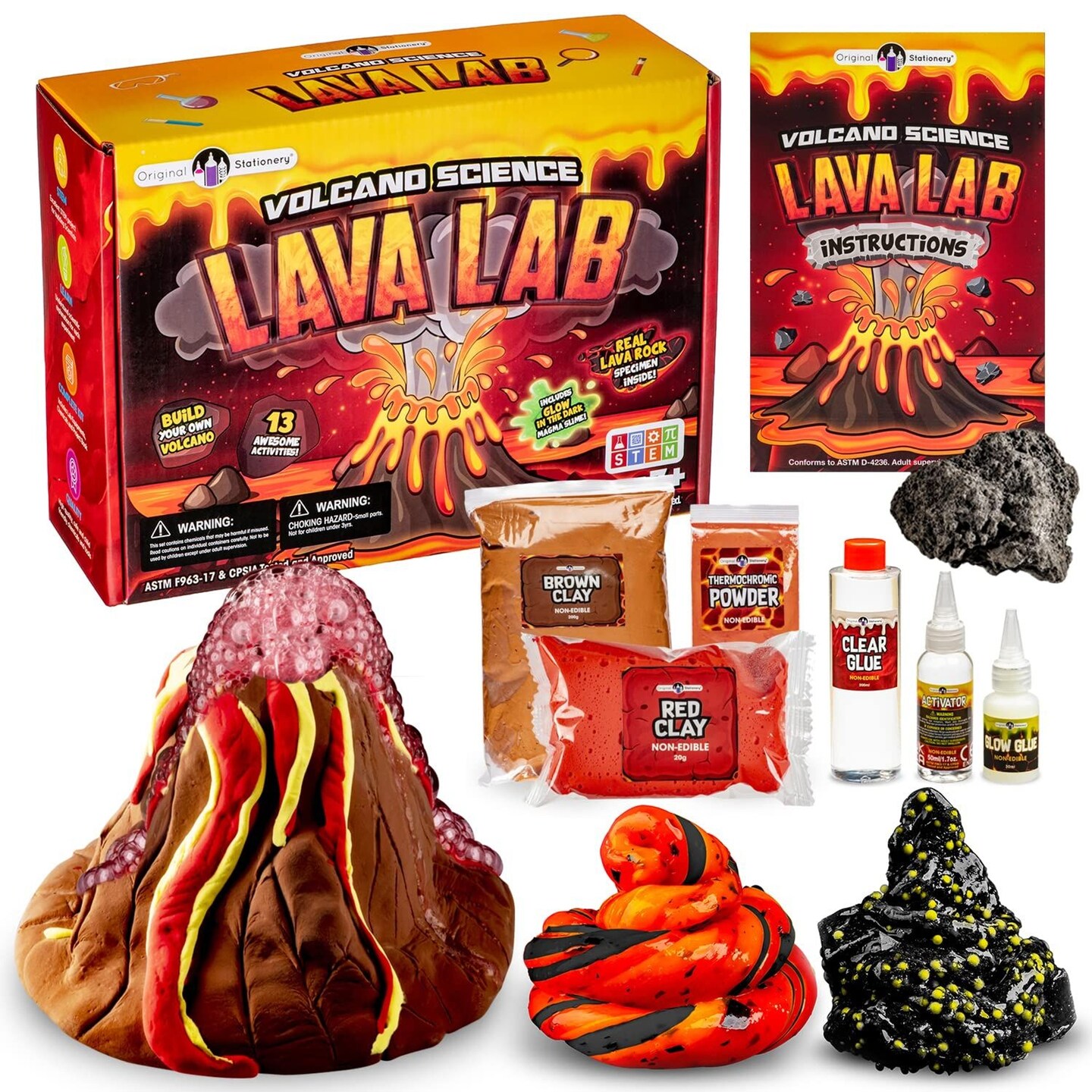 Original Stationery Lava Science Slime Kit, Fun Science Kit to Play Slime Games, Create Glow in the Dark Slime &#x26; Make Science Experiments for Kids 6-8