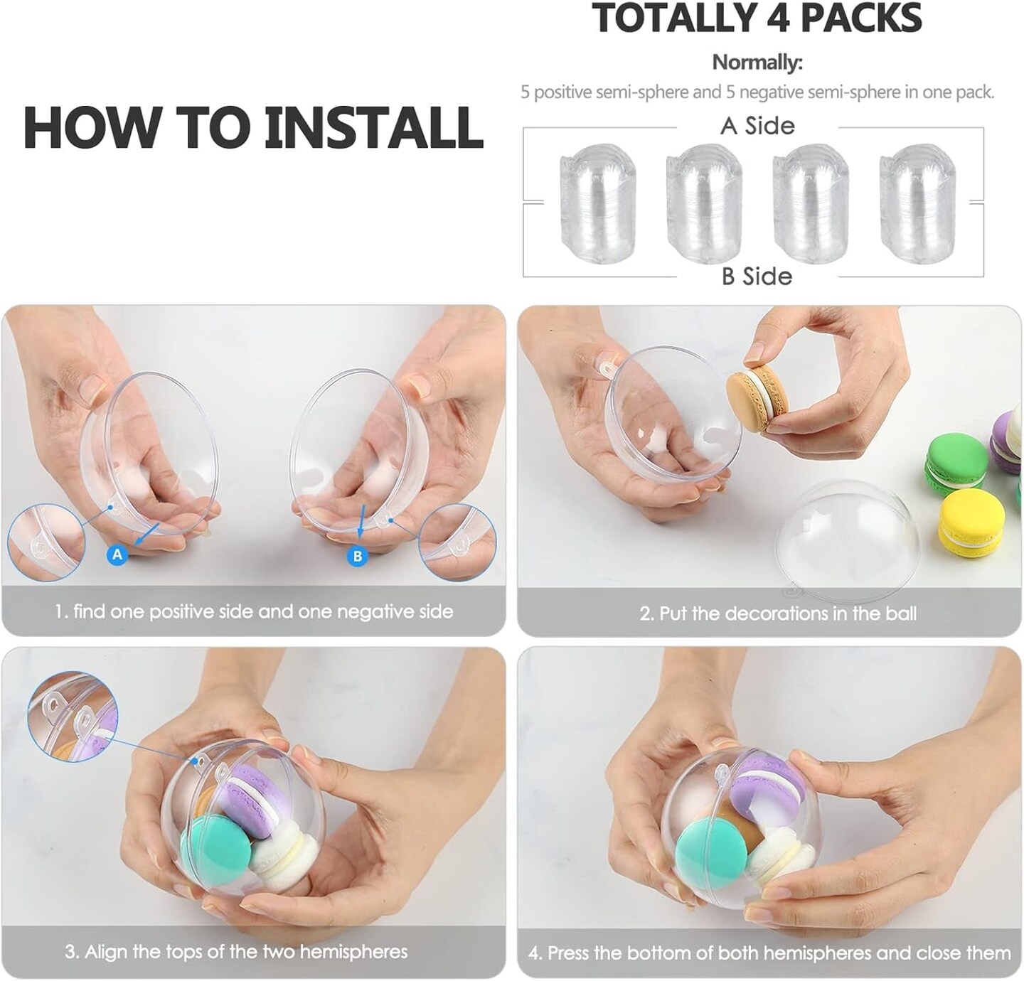 20 Pack DIY Ornament Clear Fillable Baubles Craft Christmas Decorations Tree Ball for New Years Present Holiday Wedding Party Home Decor Bath Bomb (3.15&#x201D;)