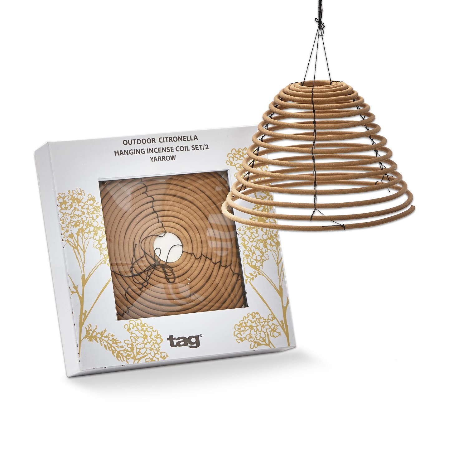 Set of 2 Yarrow Outdoor Citronella Hanging Incense Coils