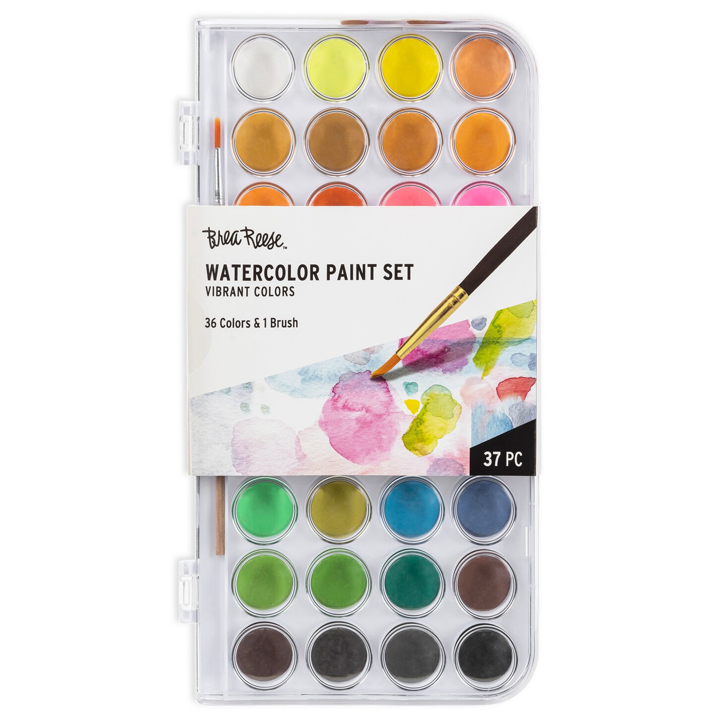 Brea Reese: Essential Watercolor Paint Set: Vibrant - 36 Colors &#x26; 1 Brush - Non-Toxic, Professional Quality, Beginner-Friendly, Art Supplies
