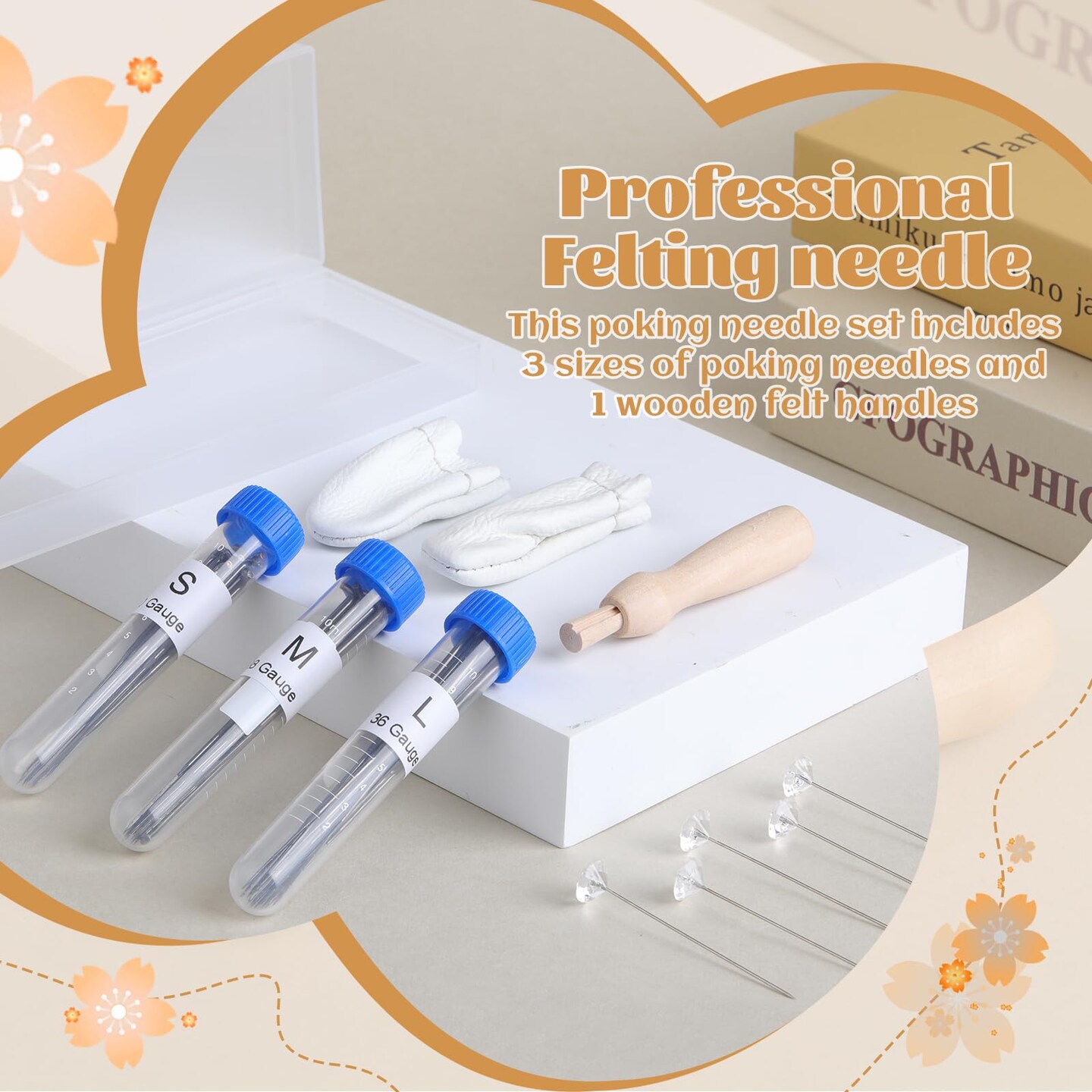 Needle Felting Needles,57PCS Needle Felting Kits,Needle Felting Supplies,45 Wool Felting Needles, 3 Wooden Handle for Making Felt Animals Doll Painting Handicraft 36/38/40 Gauge