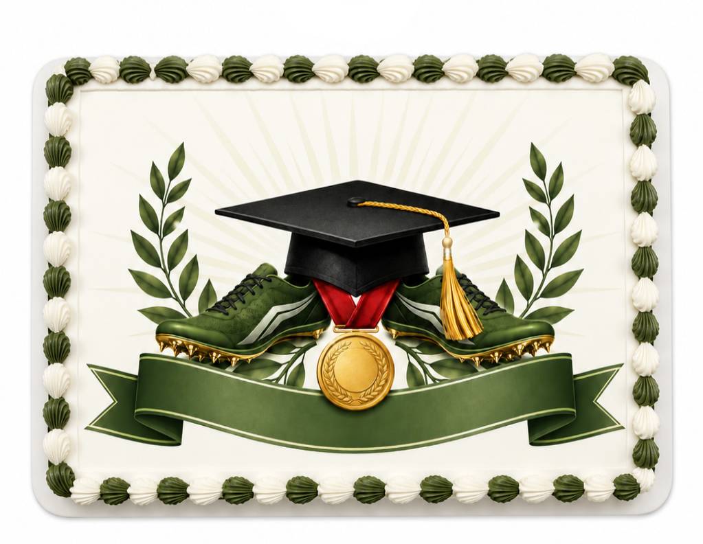 Graduation Green Cap Image Edible Cake Topper – Custom Party Decoration