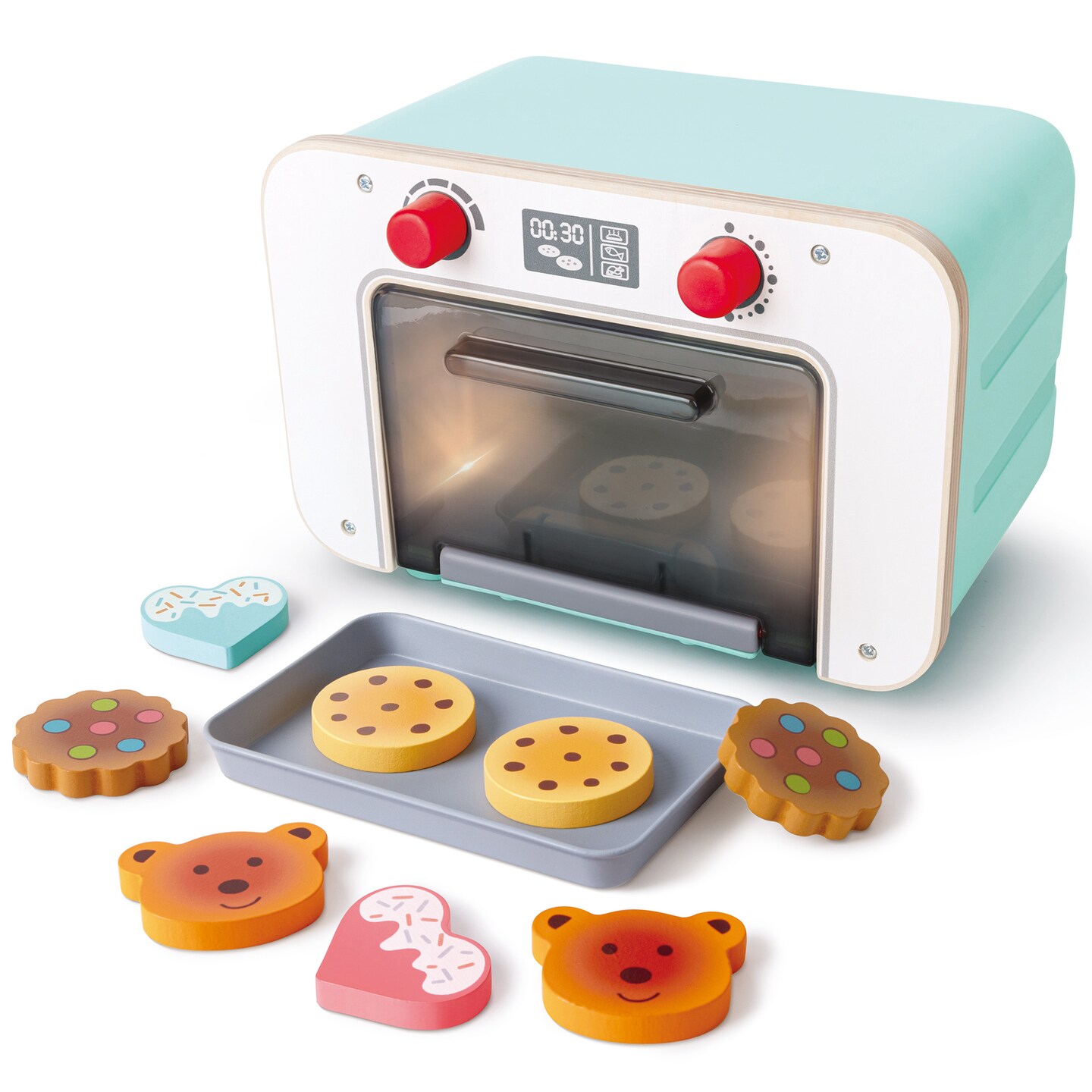 Hape: Countdown Baking Oven - Lights &#x26; Sounds, Wooden Kitchen Toy Playset, Biscuit &#x26; Baking Tray Accessories, Realistic Pretend Play, Kids Ages 3+