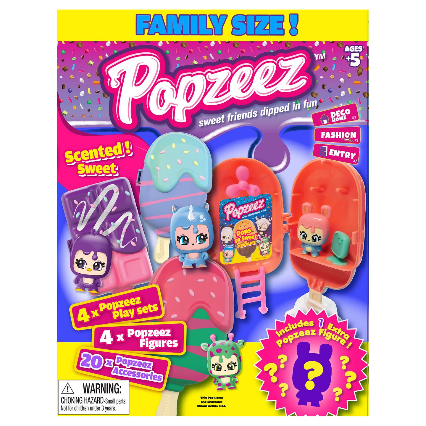 PopZeez Family Size - Sweet Friends Dipped in Fun! (4 Playsets, 4 Figures, 20 Accessories)