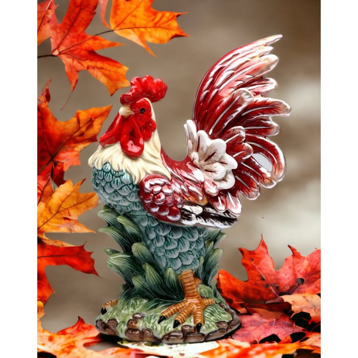 Ceramic Red Rooster Statue Home DecorKitchen Decor Farmhouse Decor,