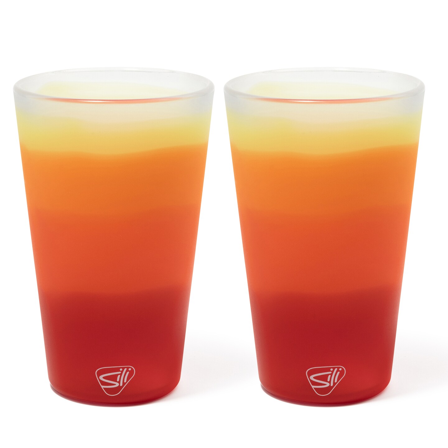 Silipint: Pint Glasses 16oz: 2 Pack - Marigold - Silicone Unbreakable Cups, Hot &#x26; Cold Drinks, Flexible, Dishwasher-Microwave-Freezer-Oven Safe