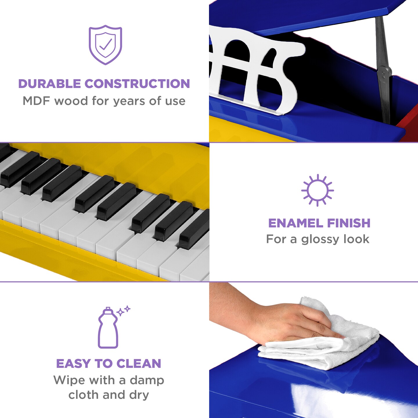Best Choice Products Kids Classic 30-Key Mini Piano w/ Lid, Bench, Folding Music Rack, Song Book, Stickers