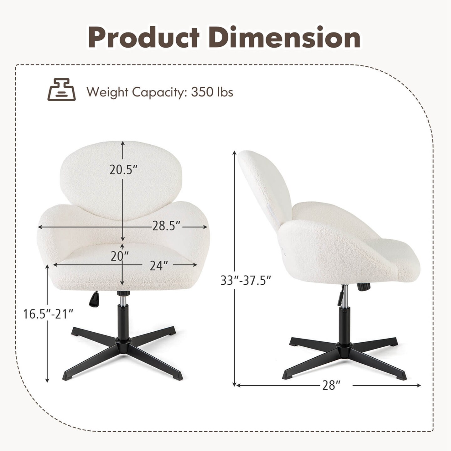 Costway Criss Cross Chair Swivel Cross Legged Chair with Adjustable Height for Home Office