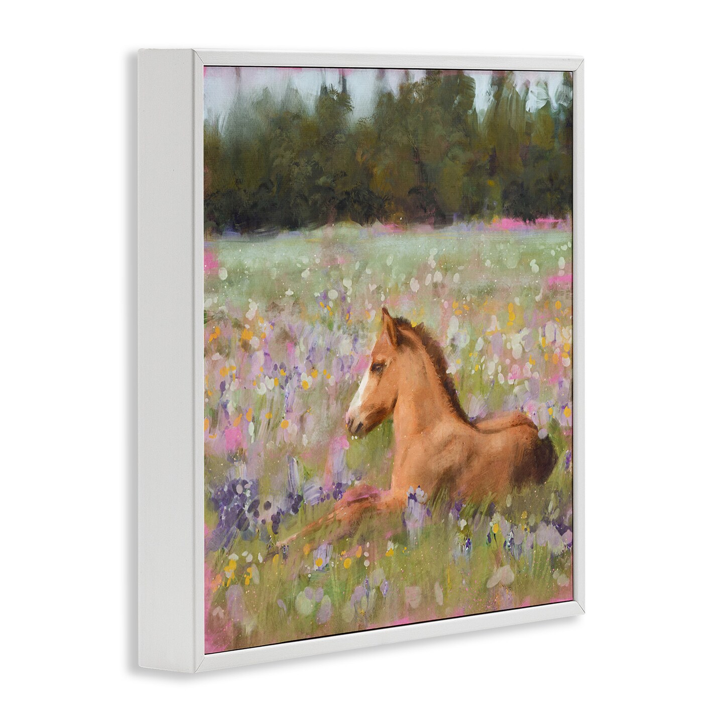 Stupell Industries Foal Horse Lounging Flower Meadow Framed Giclee Art