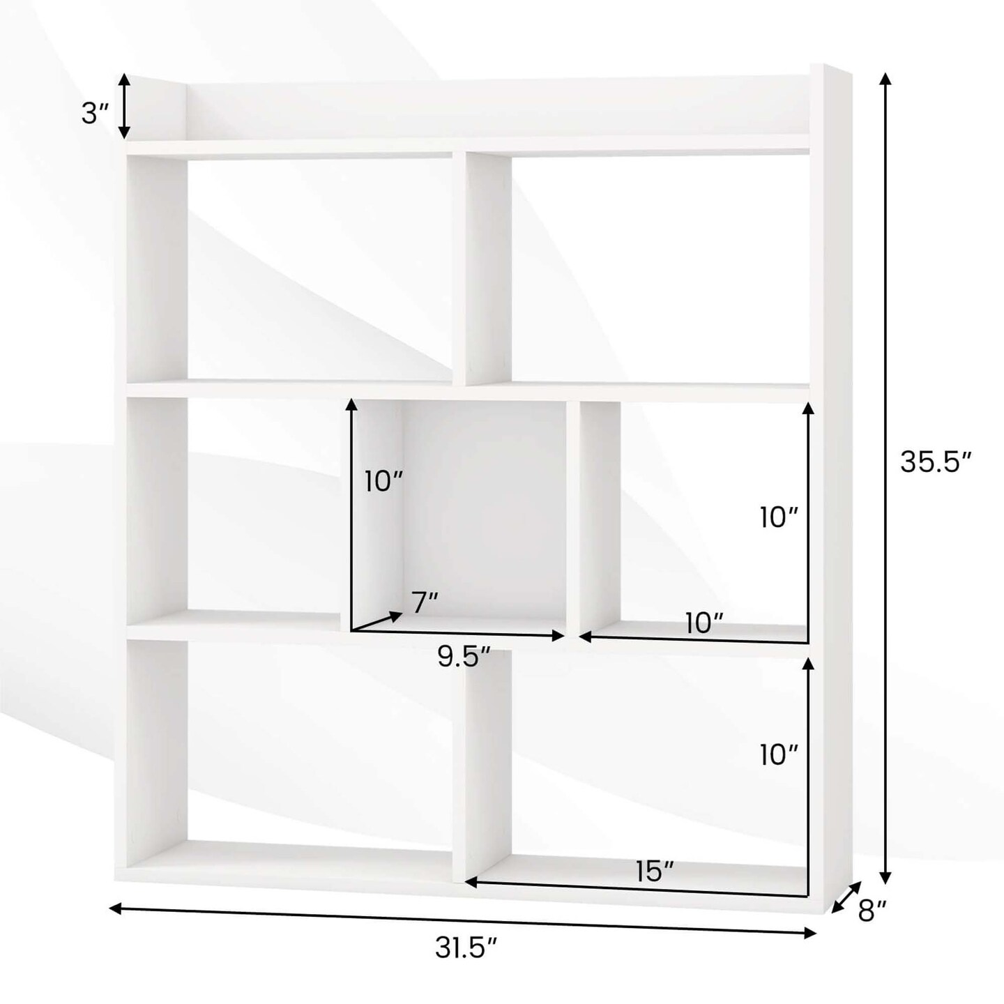 Costway 1/2 PCS 7-cube Bookcase Open Storage Shelf with Anti-tipping Kits for Living Room White/Black/Natural