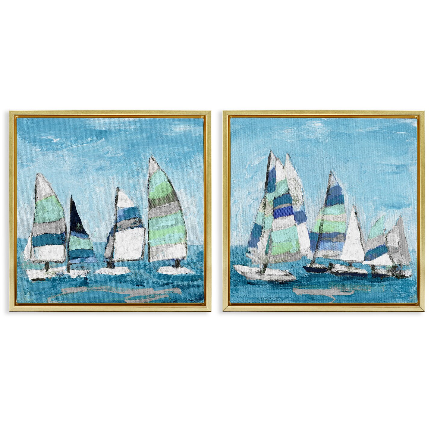 Stupell Industries Soothing Sailboats Drifting Marina Framed Floater Canvas Wall Art