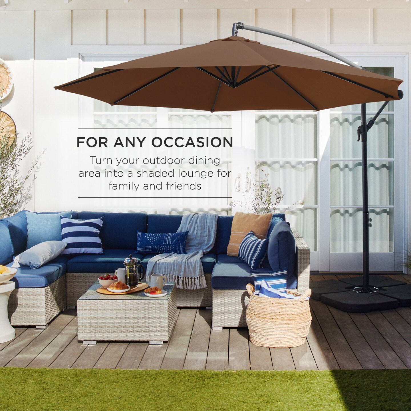 Best Choice Products 10ft Offset Hanging Outdoor Market Patio Umbrella w/ Easy Tilt Adjustment