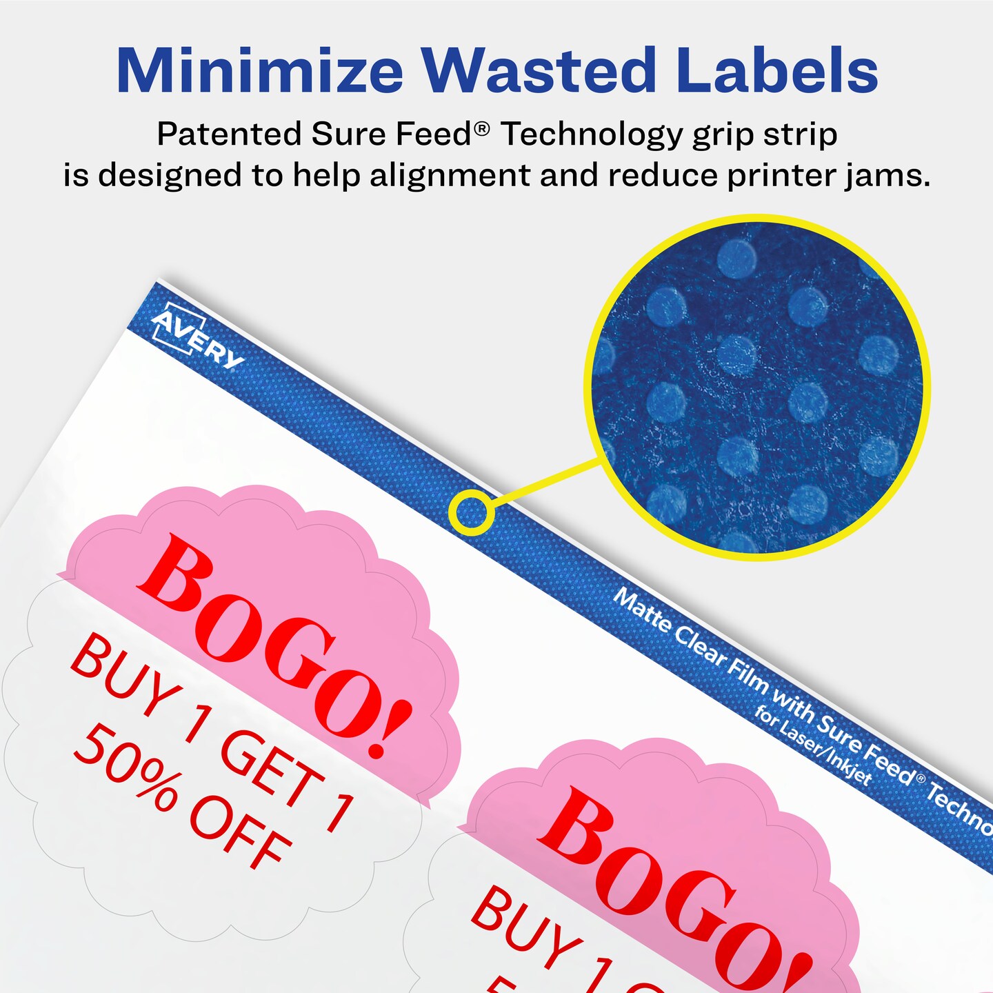 Avery Matte Clear Labels,  2-1/2&#x22; diameter Round Scalloped