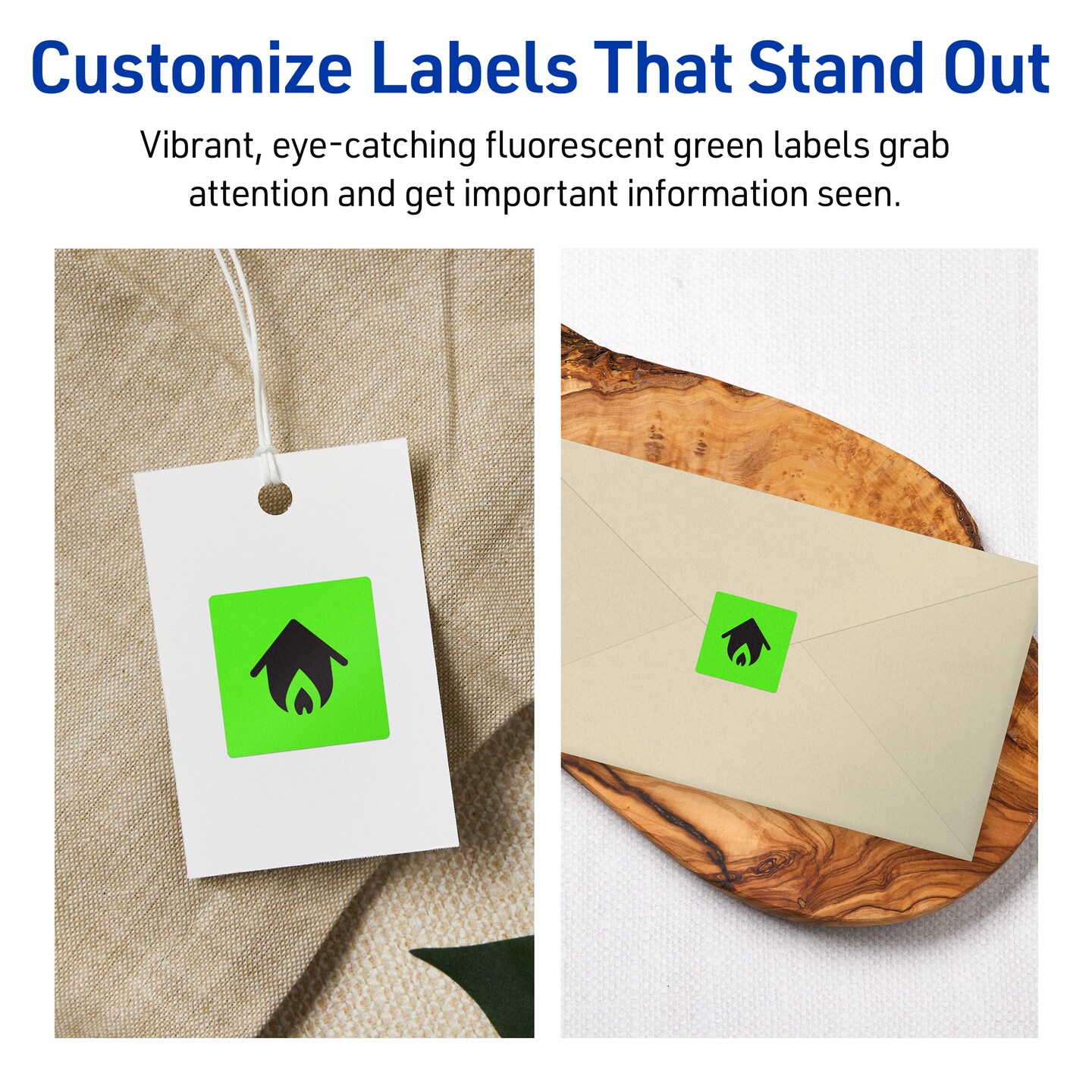 Avery Neon Green Paper Labels, 1&#x22; x 1&#x22; Square