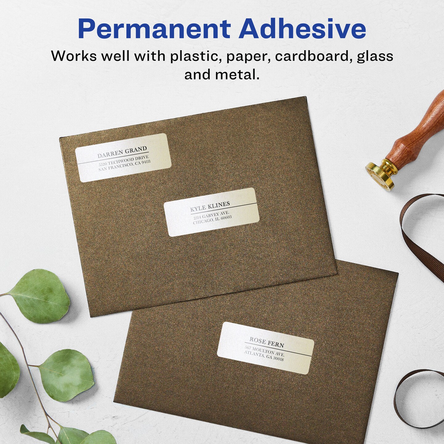 Avery Pearlized Ivory Rectangle Labels with Sure Feed Technology, Print-to-the-Edge, 1-13/16&#x22; x 2-3/16&#x22;