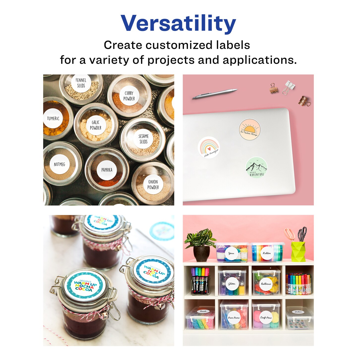 Avery Matte White Removable Round Labels with Sure Feed Technology, Print-to-the-Edge, 1-5/8&#x22; diameter
