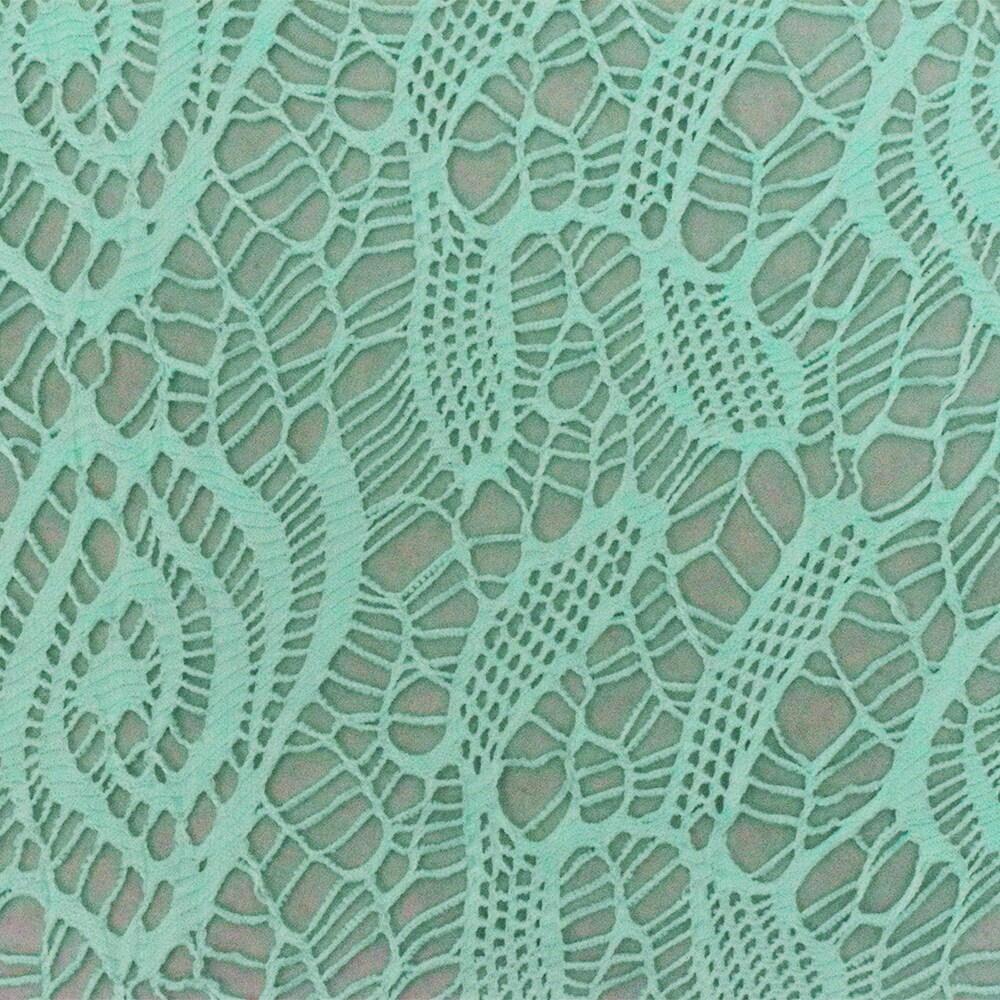 Beachy Teal Abstract Stretch Poly Crochet Knit Fabric By the Yard
