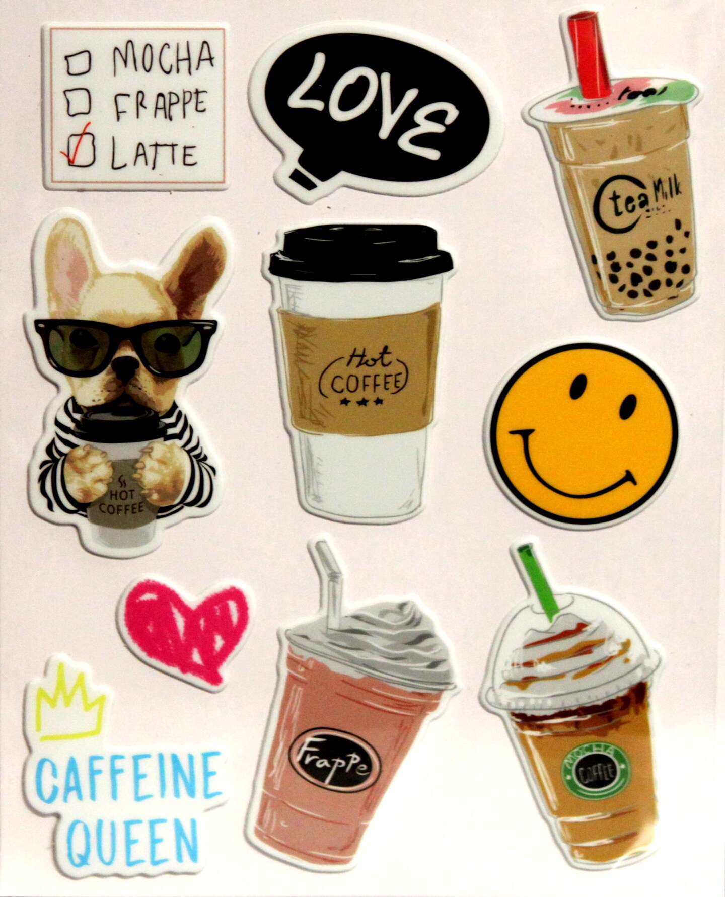 Designer Coffee Icon Dimensional Puffy Stickers