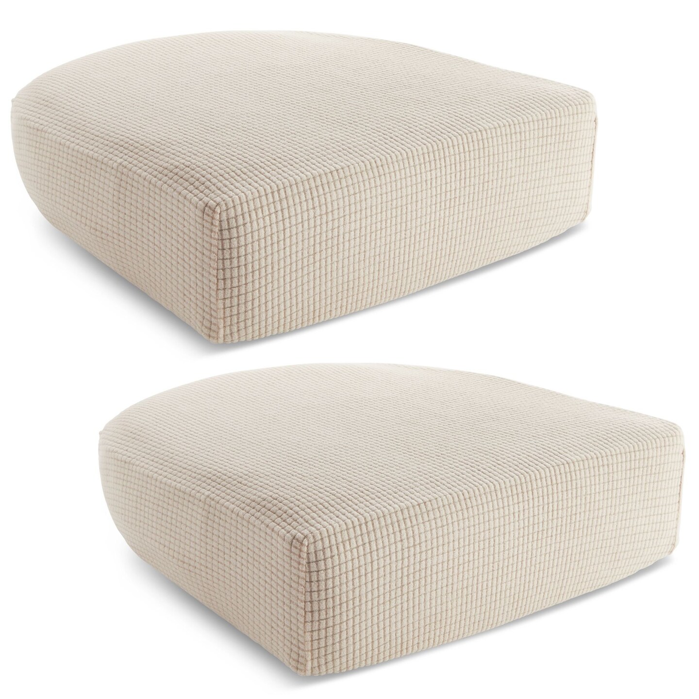 2 Pack Stretch Couch Cushion Slipcovers, Reversible Polyester Outdoor Sofa Protectors (Small, Sand)