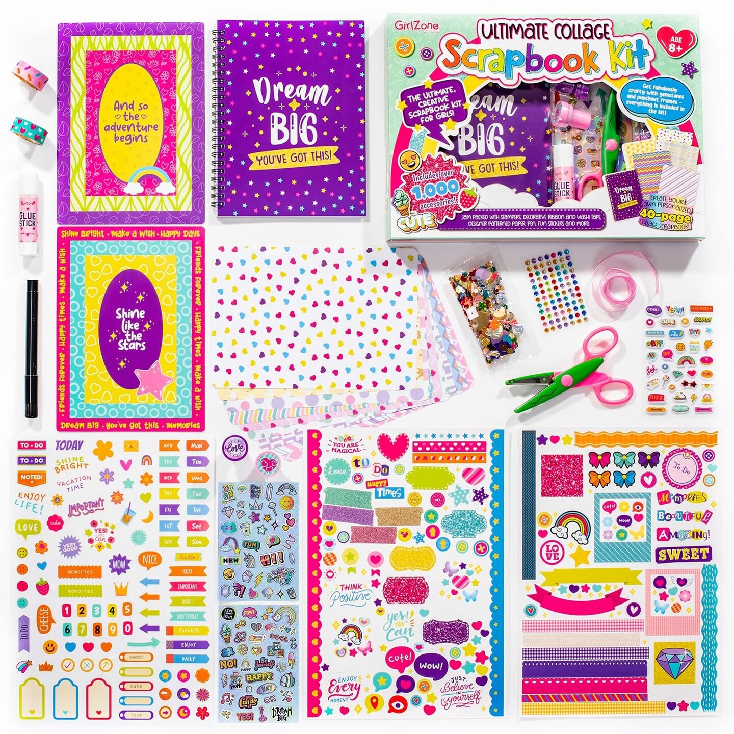 Ultimate Collage Scrapbook Kit - Includes Stickers and Fun Accessories to Make an Amazing 40-Page Photo Album Scrapbooks, Ages 7-14