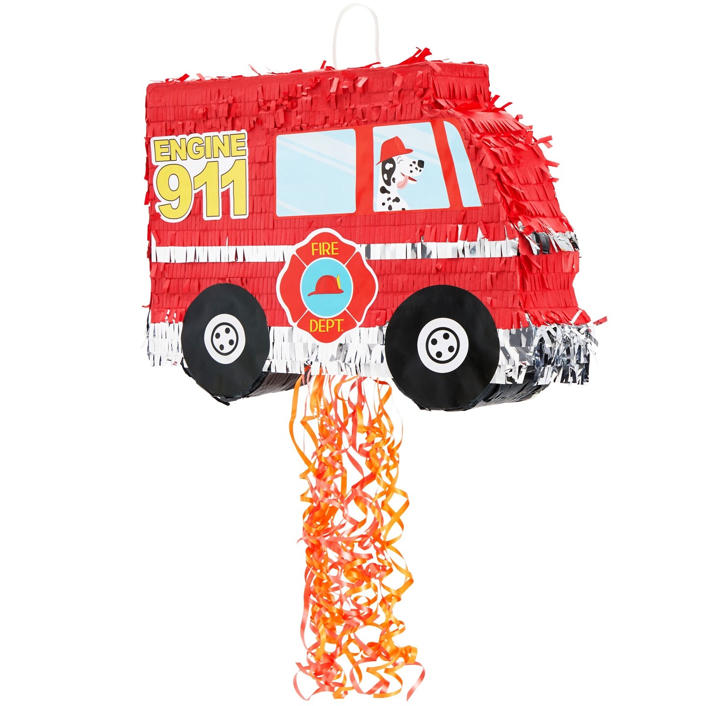 Pull String Fire Truck Pinata for Birthday Party Decorations, Firefighter Party Supplies (Small, 16.5 x 13 x 3 In), For Ages 3+