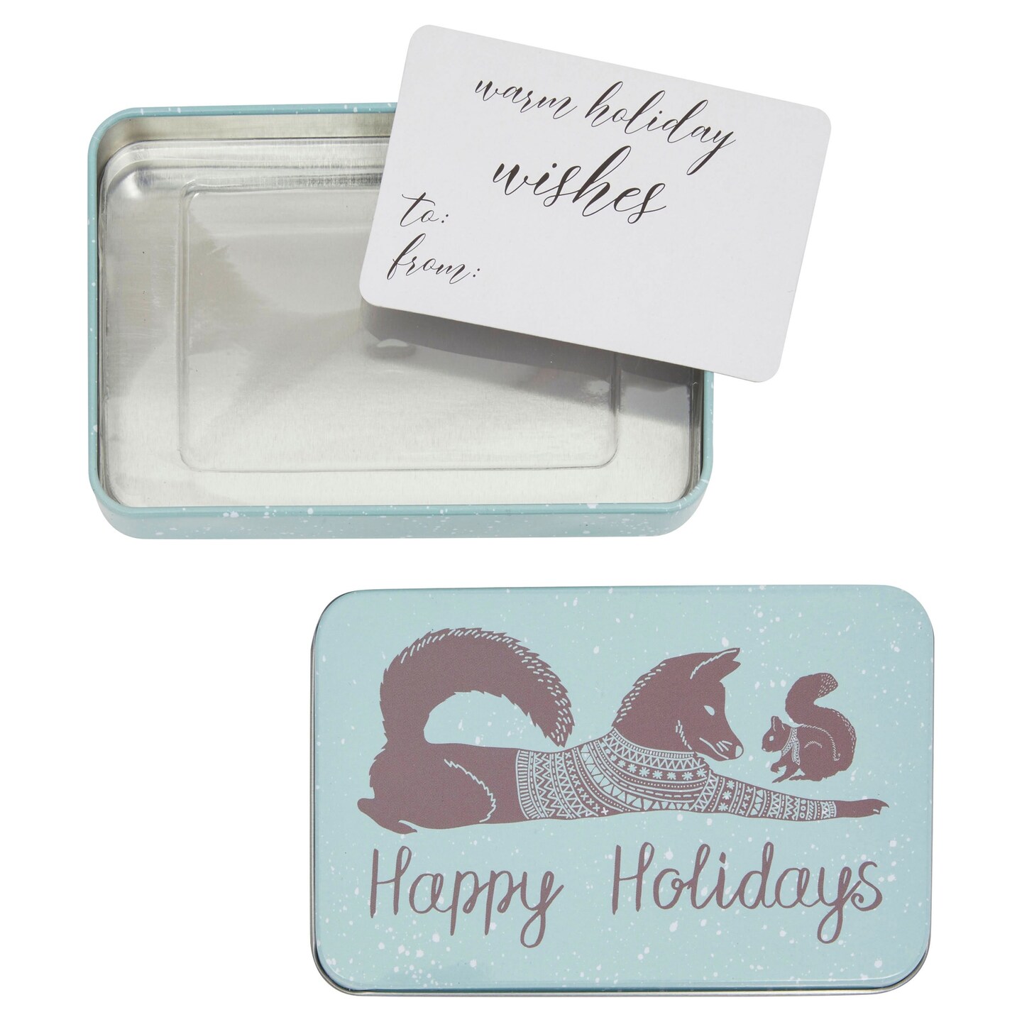 6 Pack Tin Christmas Gift Card Boxes With Lids for Stocking Stuffers, 6 Winter Animals Designs (5 x 3.25 In)
