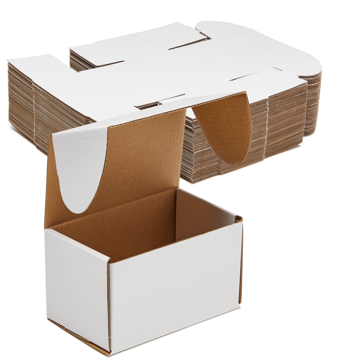 Juvale Set of 50 White Corrugated Mailer Boxes, Packaging Boxes for Small Business, Easy Assembly with Folding Lids, Subscription Boxes, Retail, and Ecommerce Shipping Supplies, 5 x 3 x 3 Inches