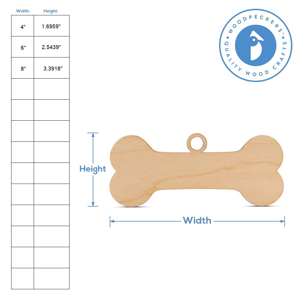 Dog Bone Christmas Ornament, From 4"- 8", Wood Craft | Woodpeckers