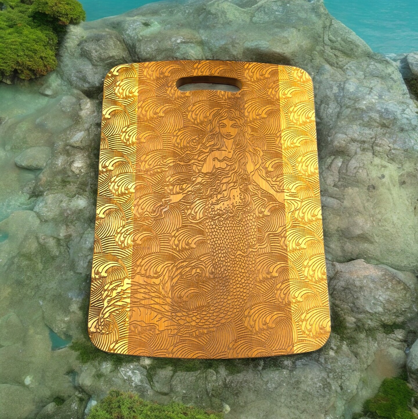 Mermaid Cutting Board 14&#x27;&#x27;x9.5&#x27;&#x27;x.5&#x27;&#x27; Bamboo