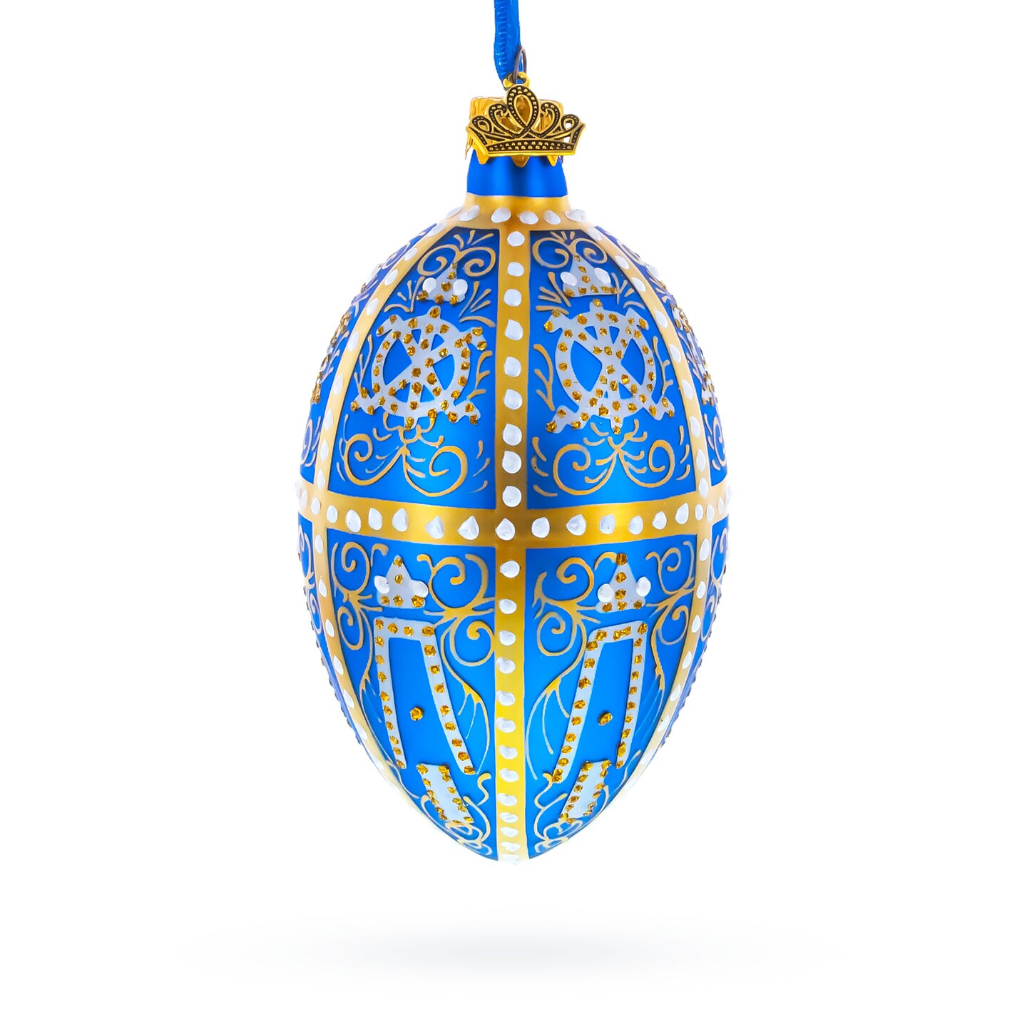 1896 Twelve Monograms Royal Glass Egg Ornament 4 Inches