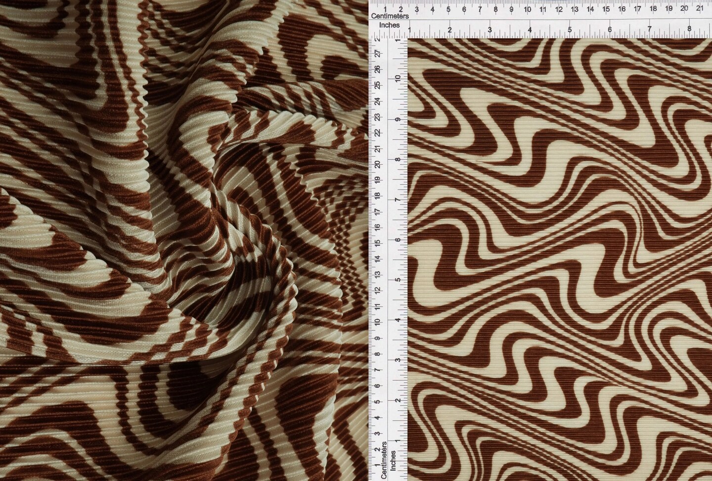 1 Yard Abstract Geo Bodre Interlock Pleated Fabric Lightweight 58/60" Inches Wide