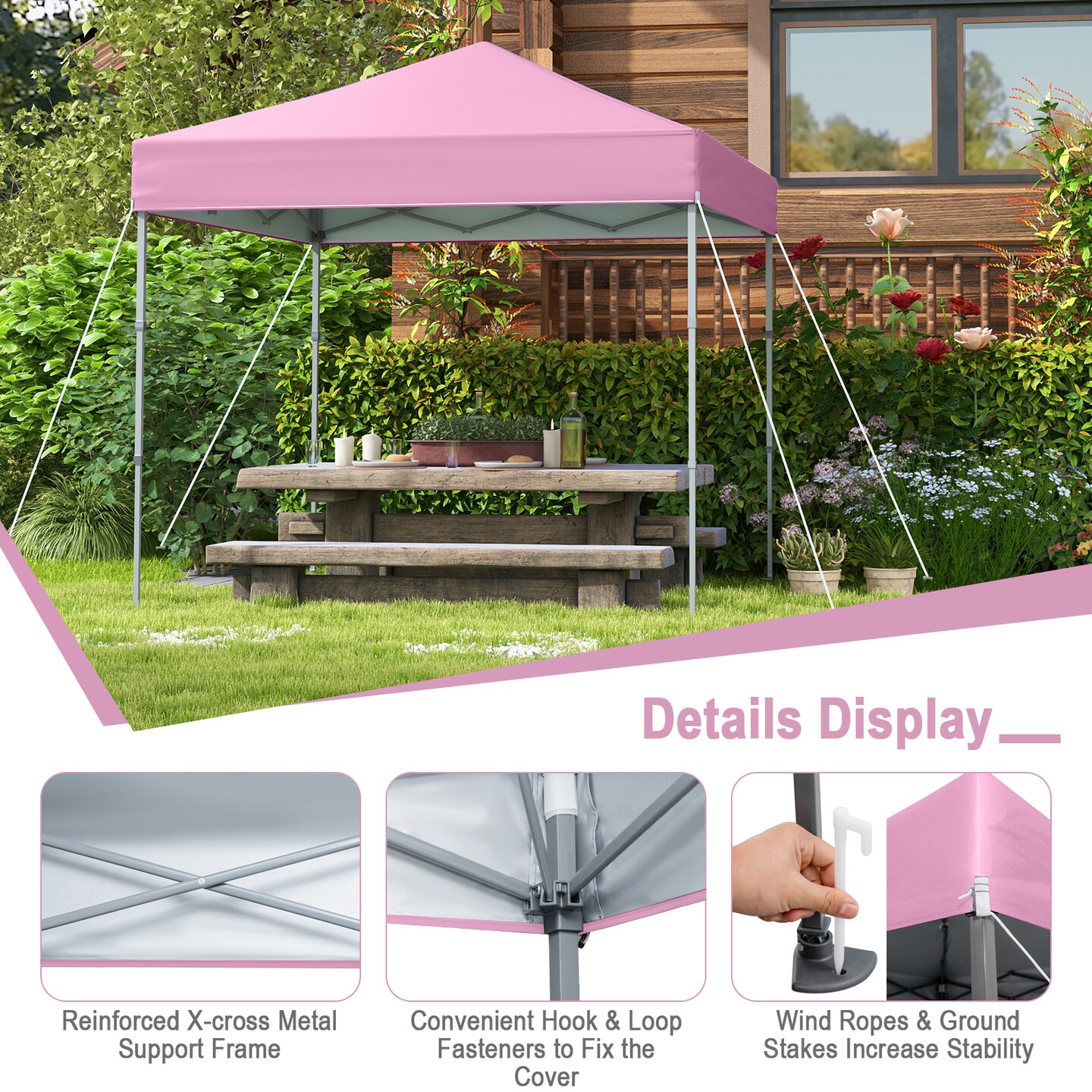 6.6x6.6 Ft Portable Pop Up Canopy Tent with Carry Bag Quick Setup Outdoor Shelter with UV Protection