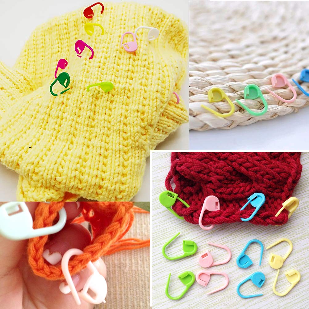 Stitch Markers for Knitting and Crochet, 120pcs Plastic Crochet Stitch Markers Locking Clips with 12 Colors Lightweight, Snag-Free Design for Yarn Crafts, Sweater Making & DIY Projects