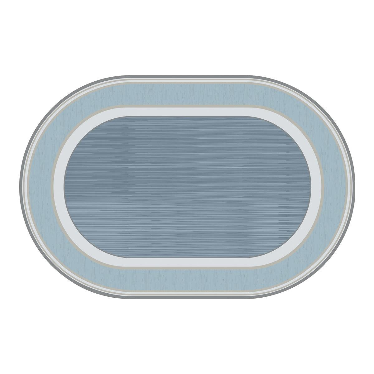 Kaplan Early Learning Company Sense of Place Highland Stripe Carpet - Blue - 4' x 6' Oval