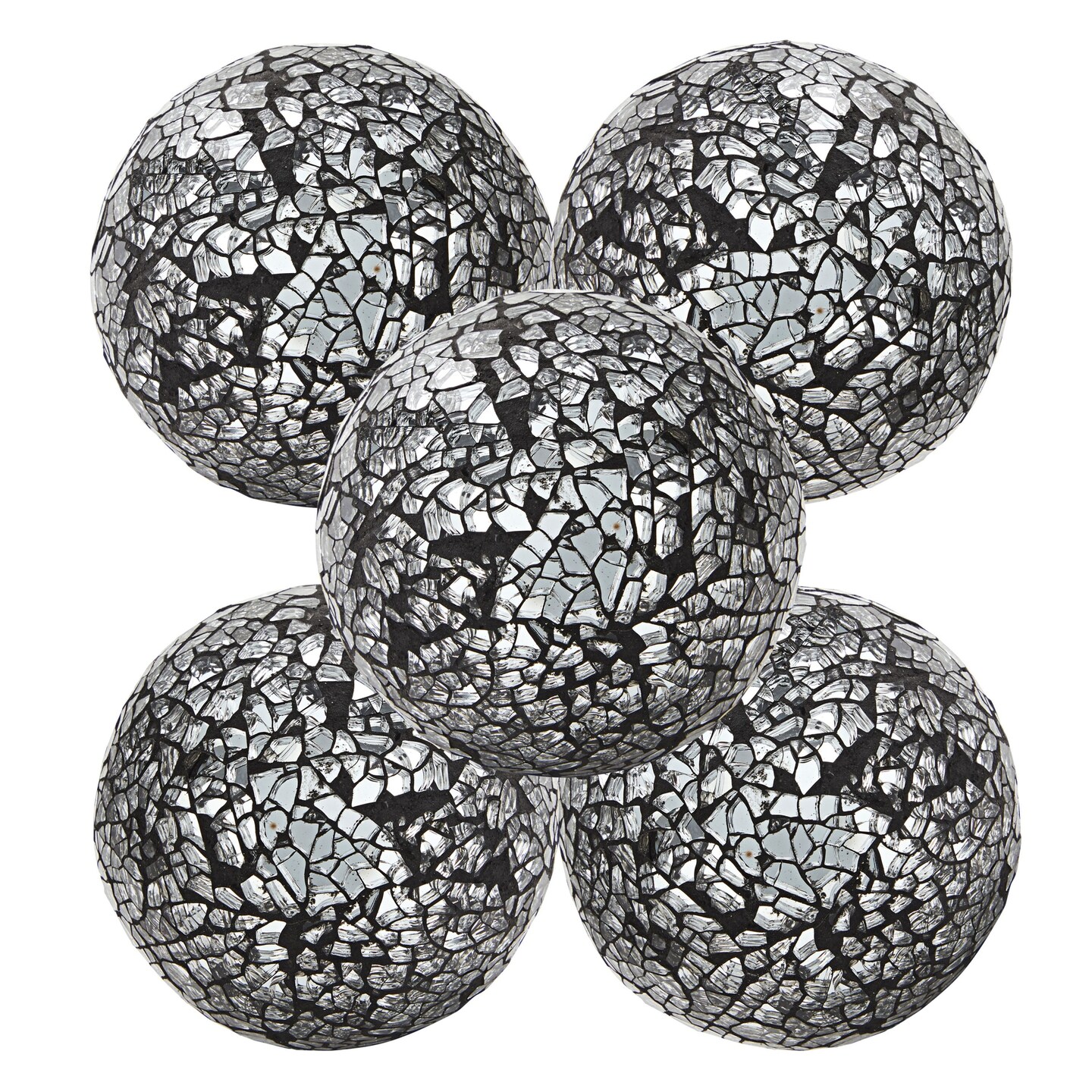 5 Pack Black Decorative Balls for Centerpiece Bowls, 3-Inch Mosaic Glass Sphere for Home D&#xE9;cor, Accessories for Living Room