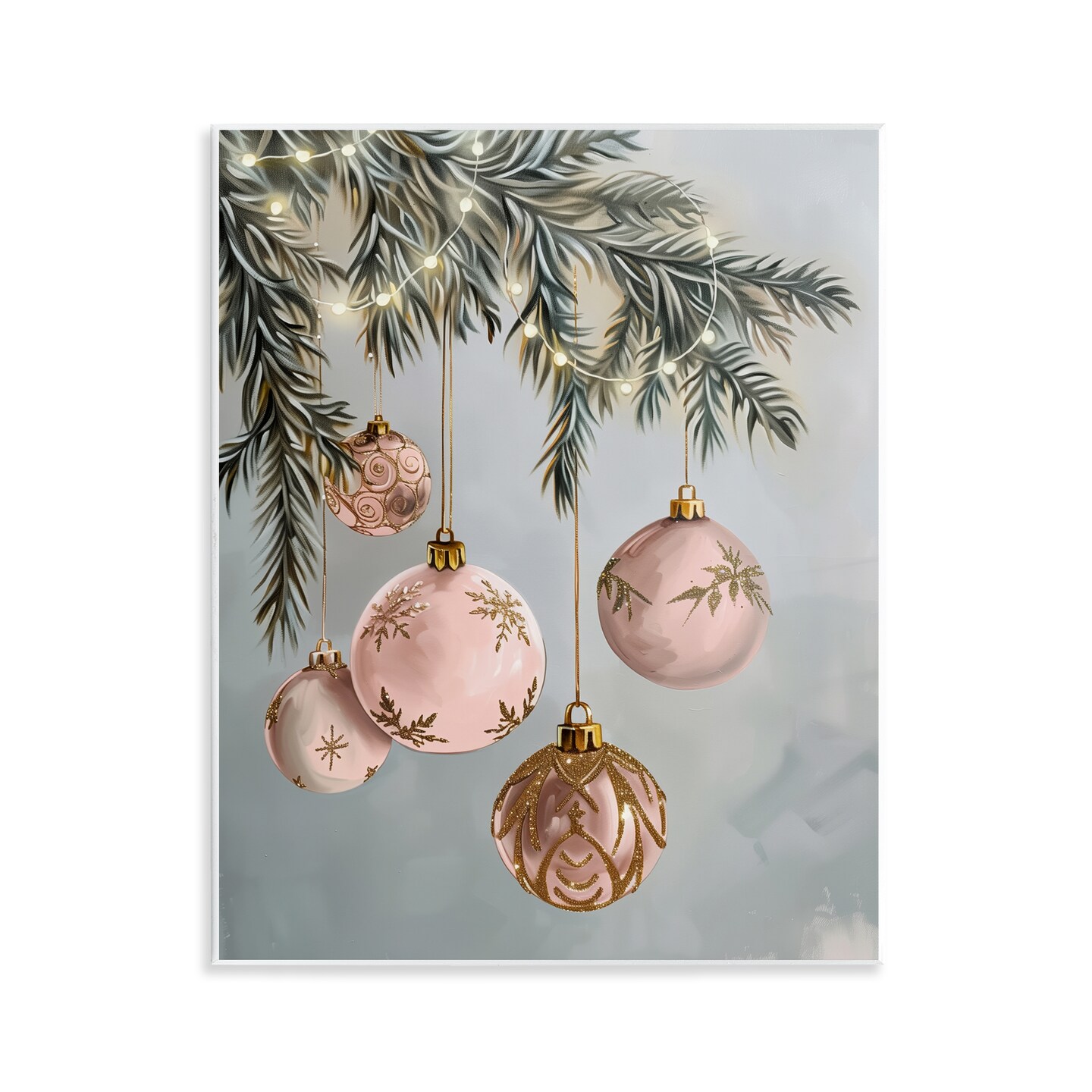 Stupell Industries Pink Hanging Christmas Ornaments Wall Plaque Design by Arlington Prints