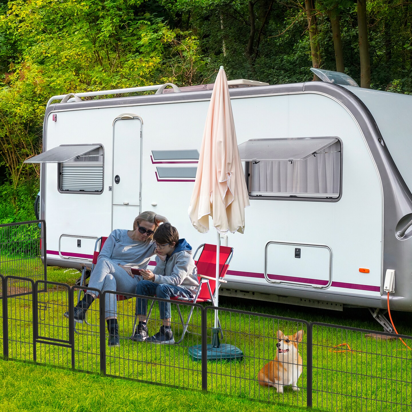 Black Metal Dog Playpen with Lockable Door and Customizable Size Options